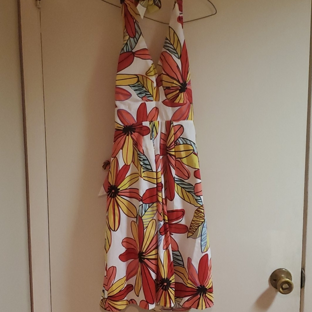 Morgan 4 Ever multi color halter dress.